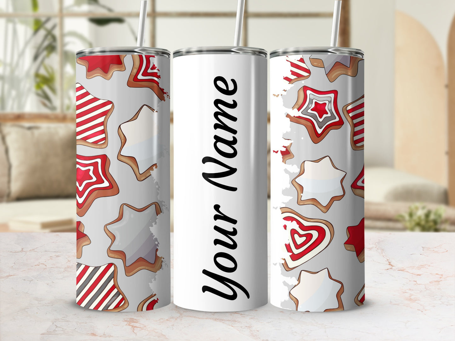 Personalized Christmas Cookie Design Tumbler Cup