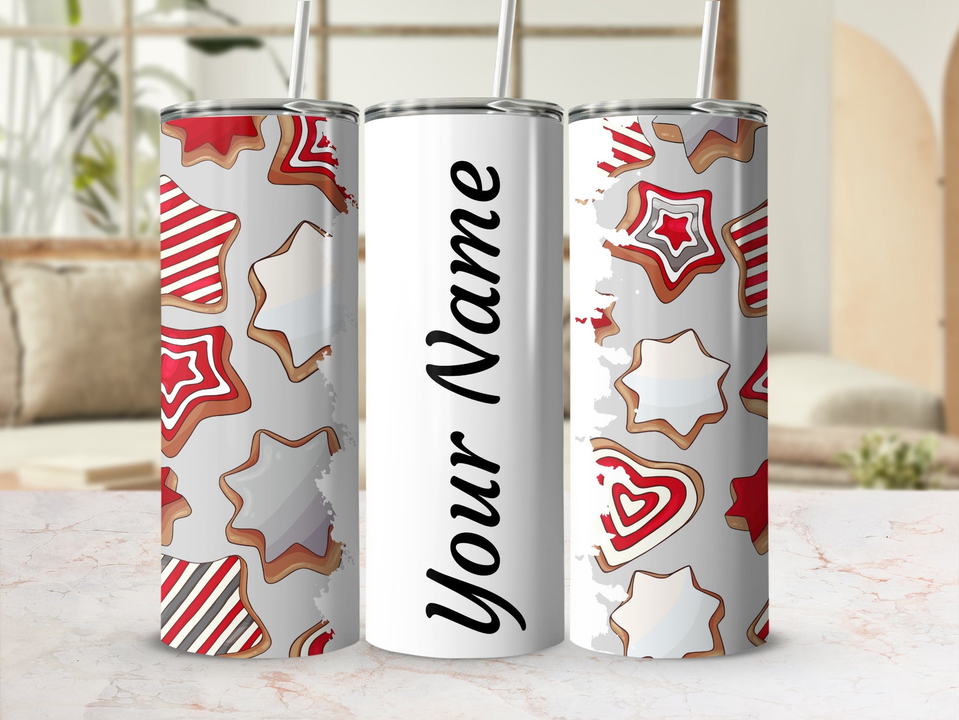 Personalized Christmas Cookie Design Tumbler Cup
