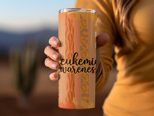 Leukemia Awareness Orange Pattern Tumbler Cup