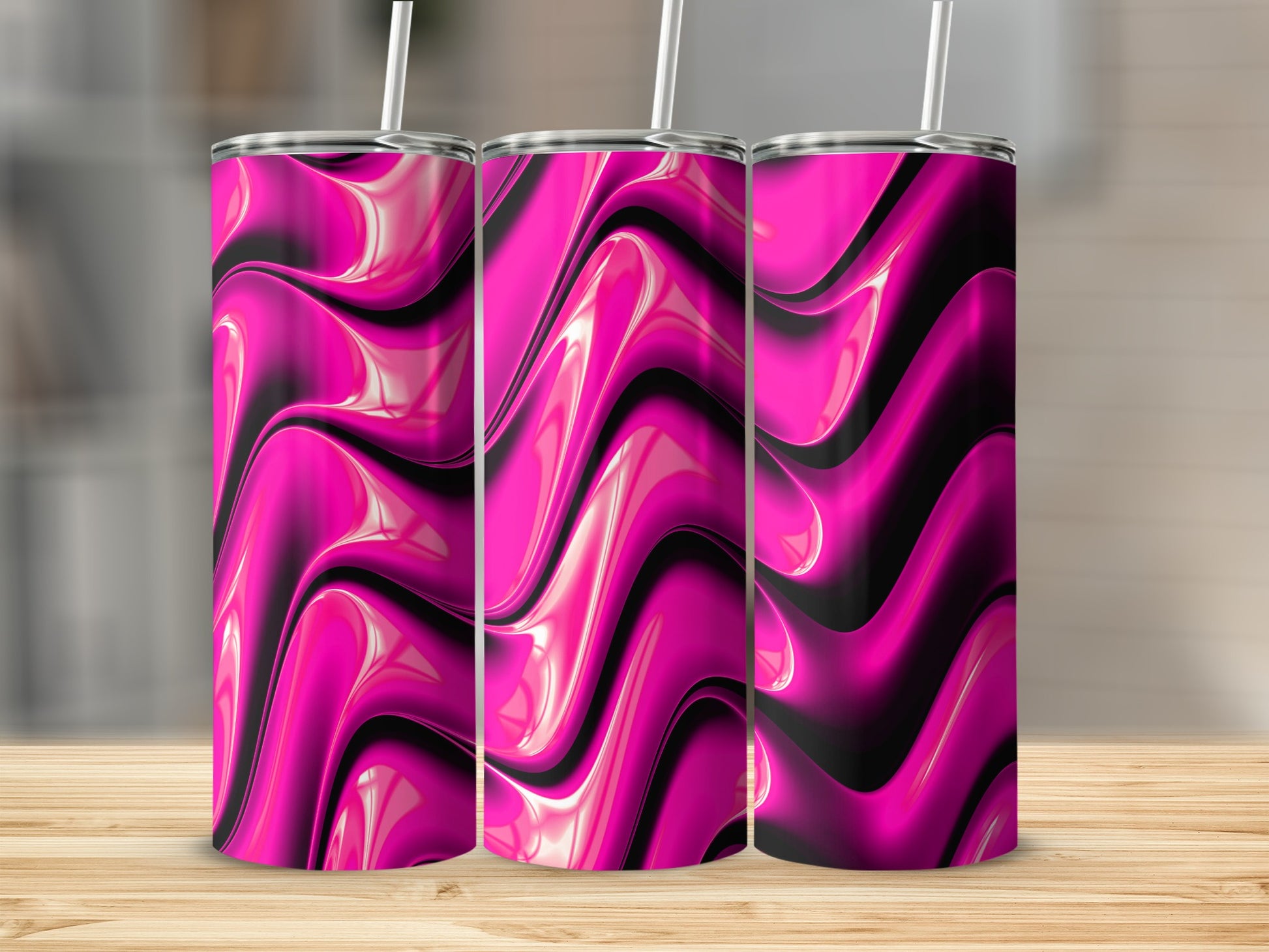 Vibrant Pink Black Fluid Abstract Design Tumbler product type