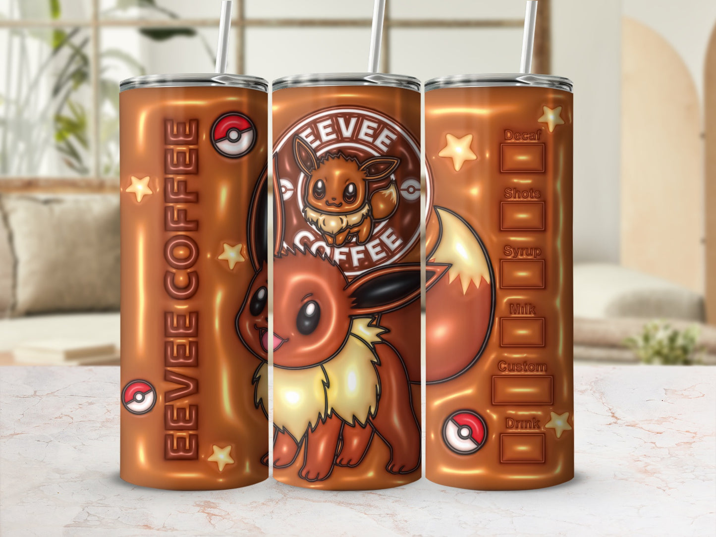 Eevee Coffee Pokémon Themed Tumbler with Custom Options
