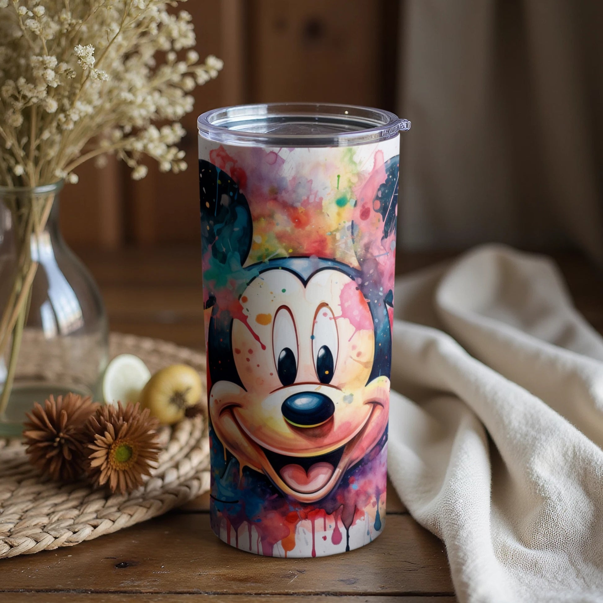 Colorful Smiling Character Watercolor Art Tumbler