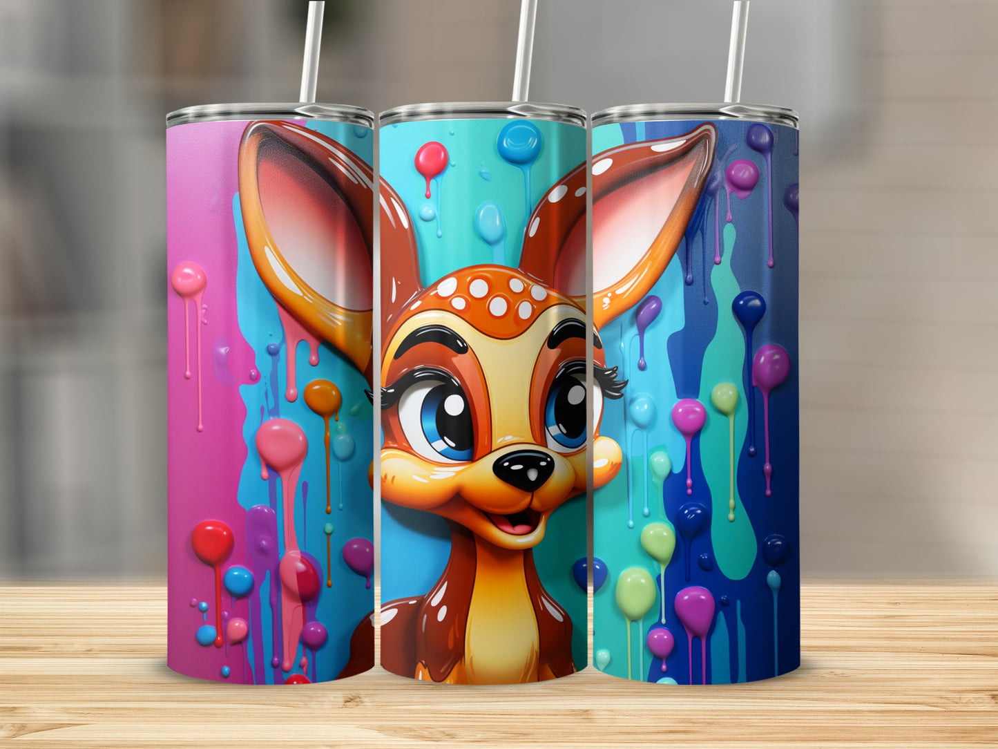 Colorful Deer Design Tumblers with Fun Patterns