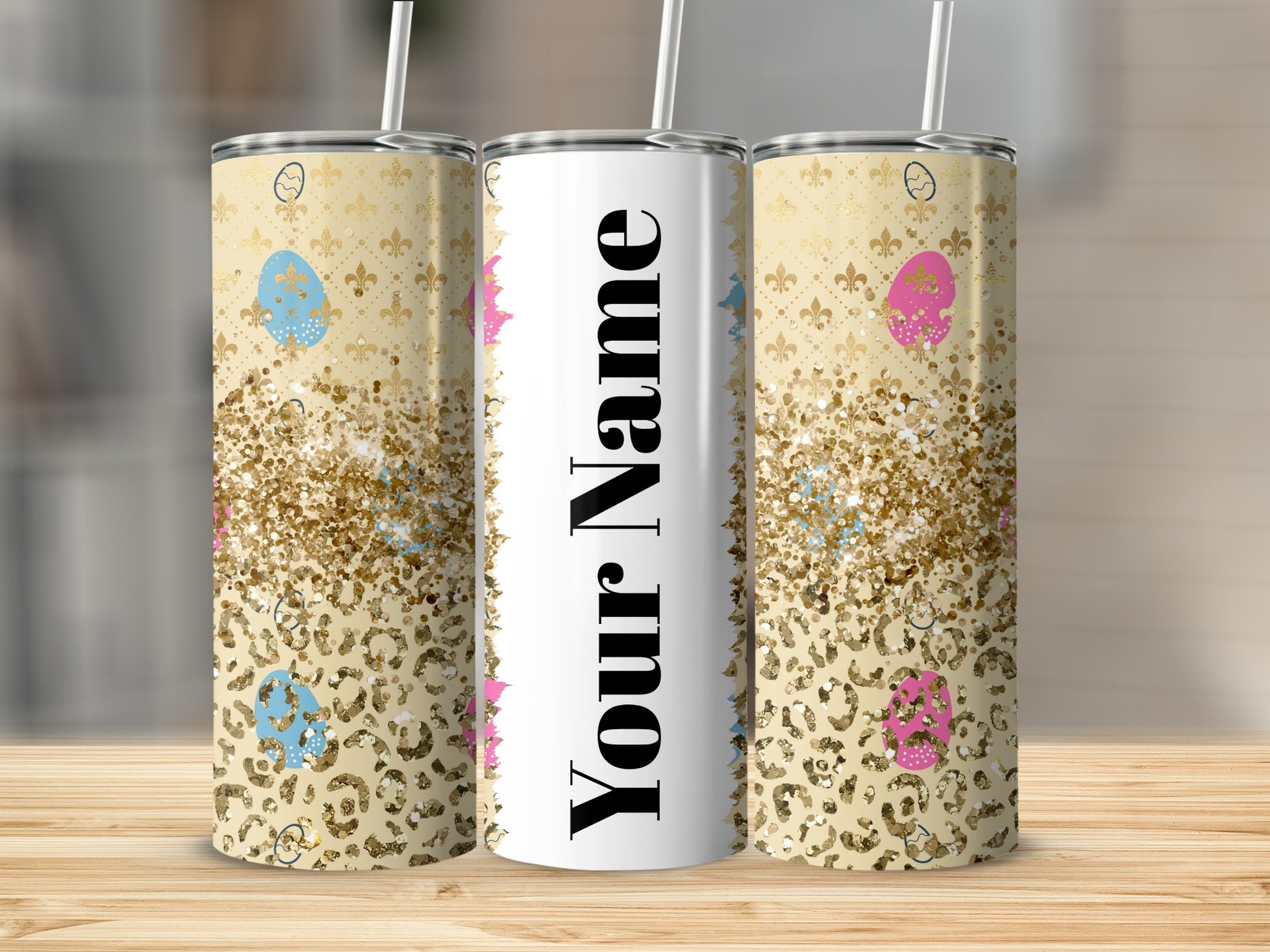 Personalized Glitter Design Customizable Name Tumbler