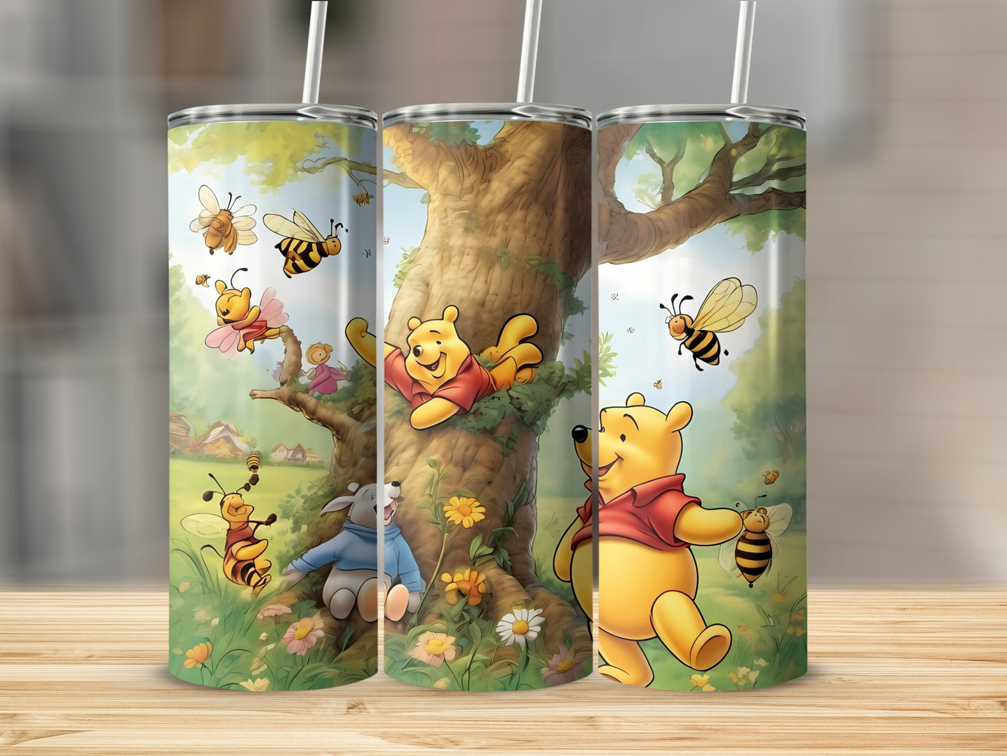 Winnie The Pooh and Friends by Big Tree in Forest Tumblers