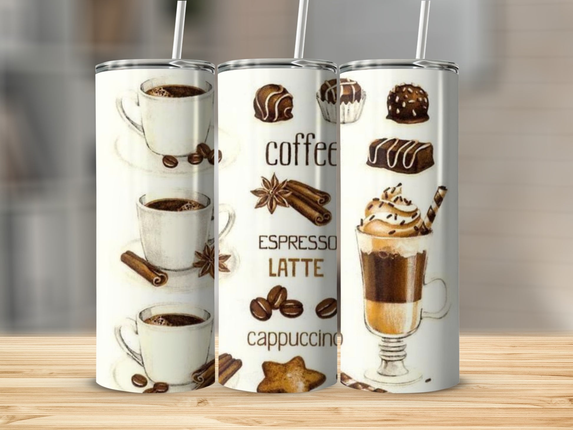 Coffee Lover's Delight Espresso Latte Cappuccino Tumbler