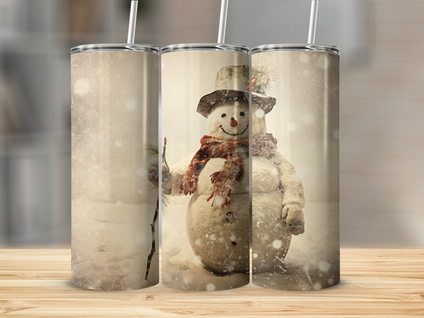 Festive Snowman Design Insulated Tumbler Flask