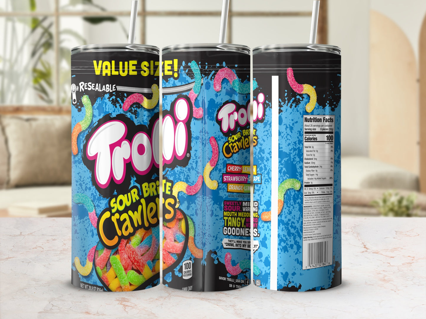 Trolli Sour Brite Crawlers Candy Sweet Tangy Tumbler product type