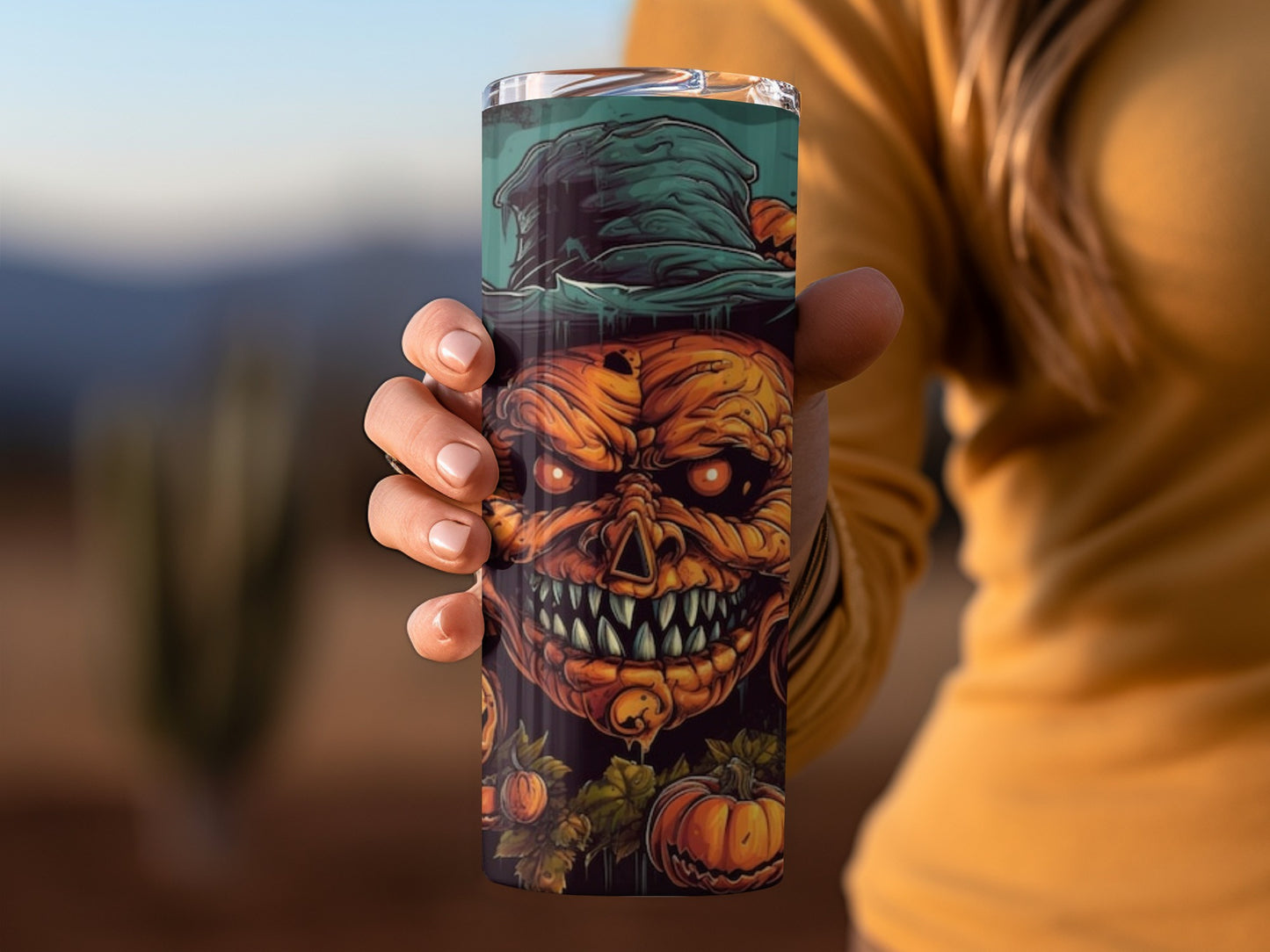 Spooky Halloween Pumpkin Face Design Insulated Tumbler