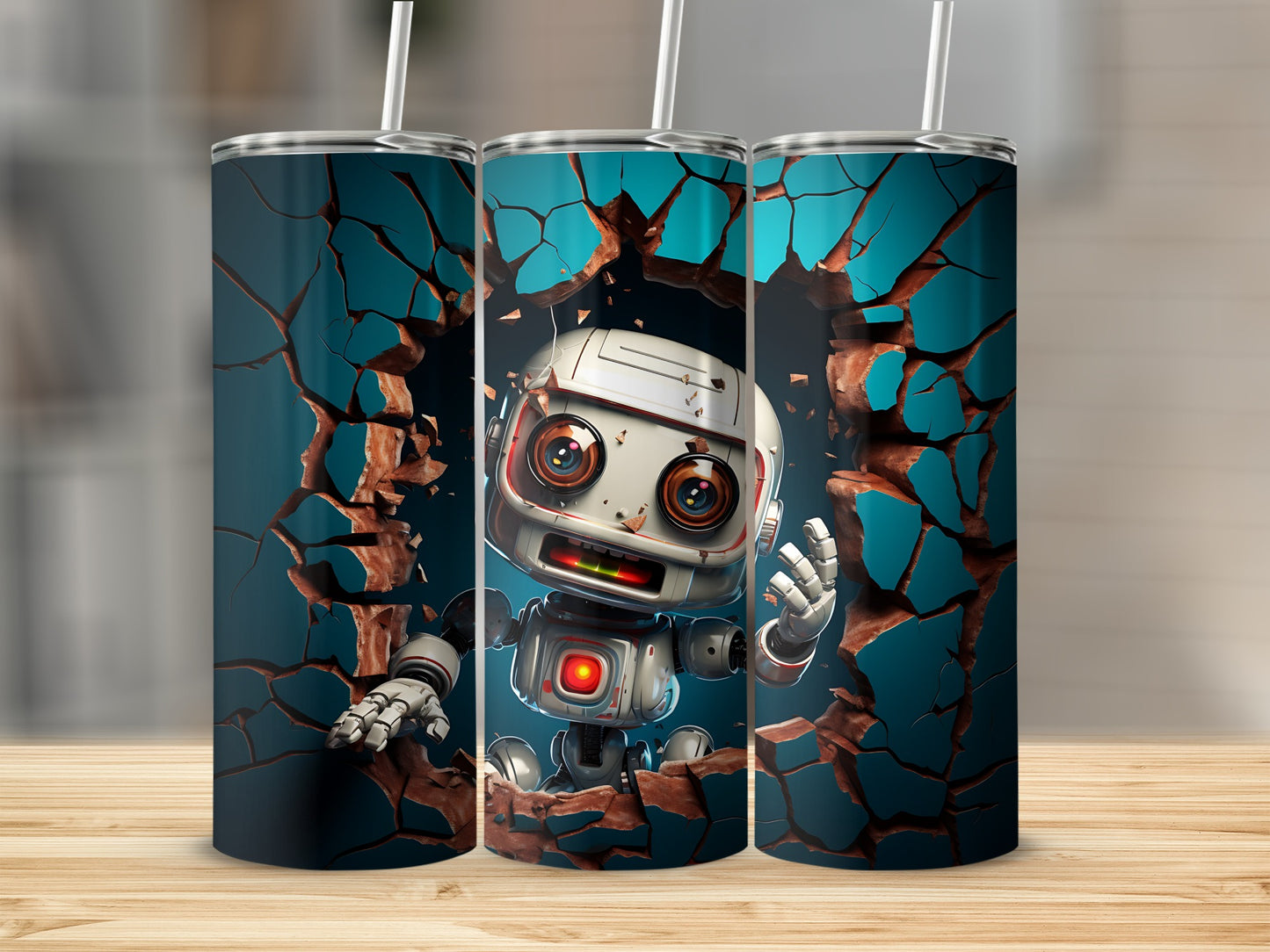 Robot Breaking Through The Wall Insulated Tumbler