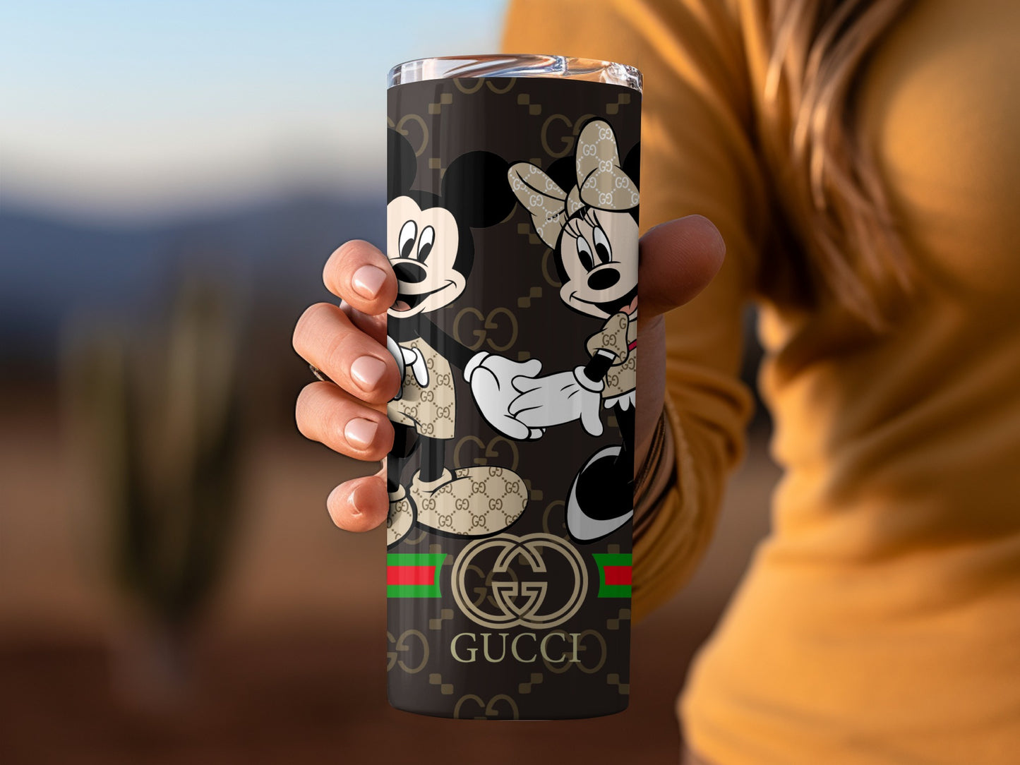 Mickey and Minnie Mouse Gucci Black Theme Tumbler