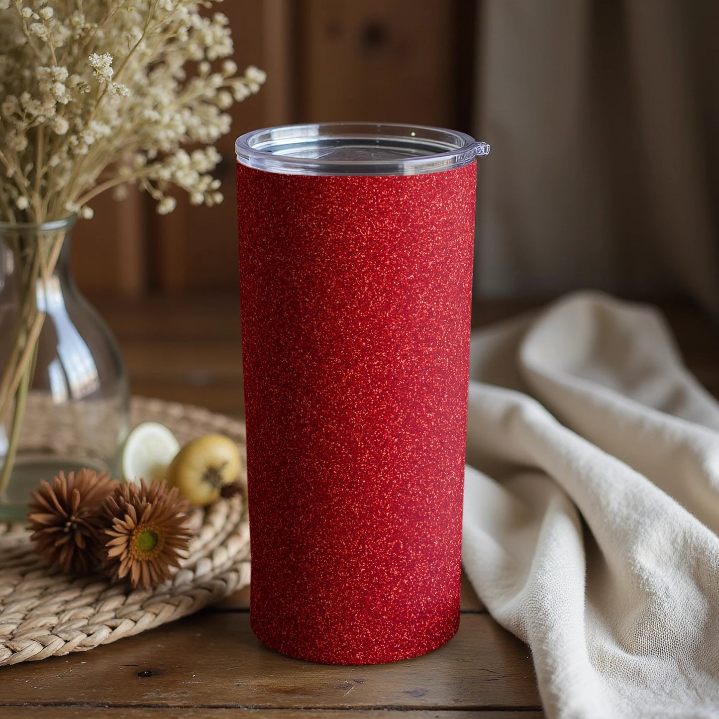 Red Glitter Tumbler for Beverages and Drinks