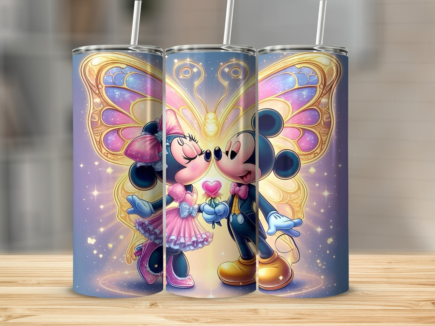Mickey and Minnie Butterfly Kiss Tumbler Cup