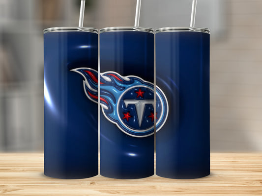 Titans Football Team Logo On Dark Blue Background Tumblers