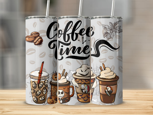 Halloween Coffee Time Themed Stainless Steel Tumbler