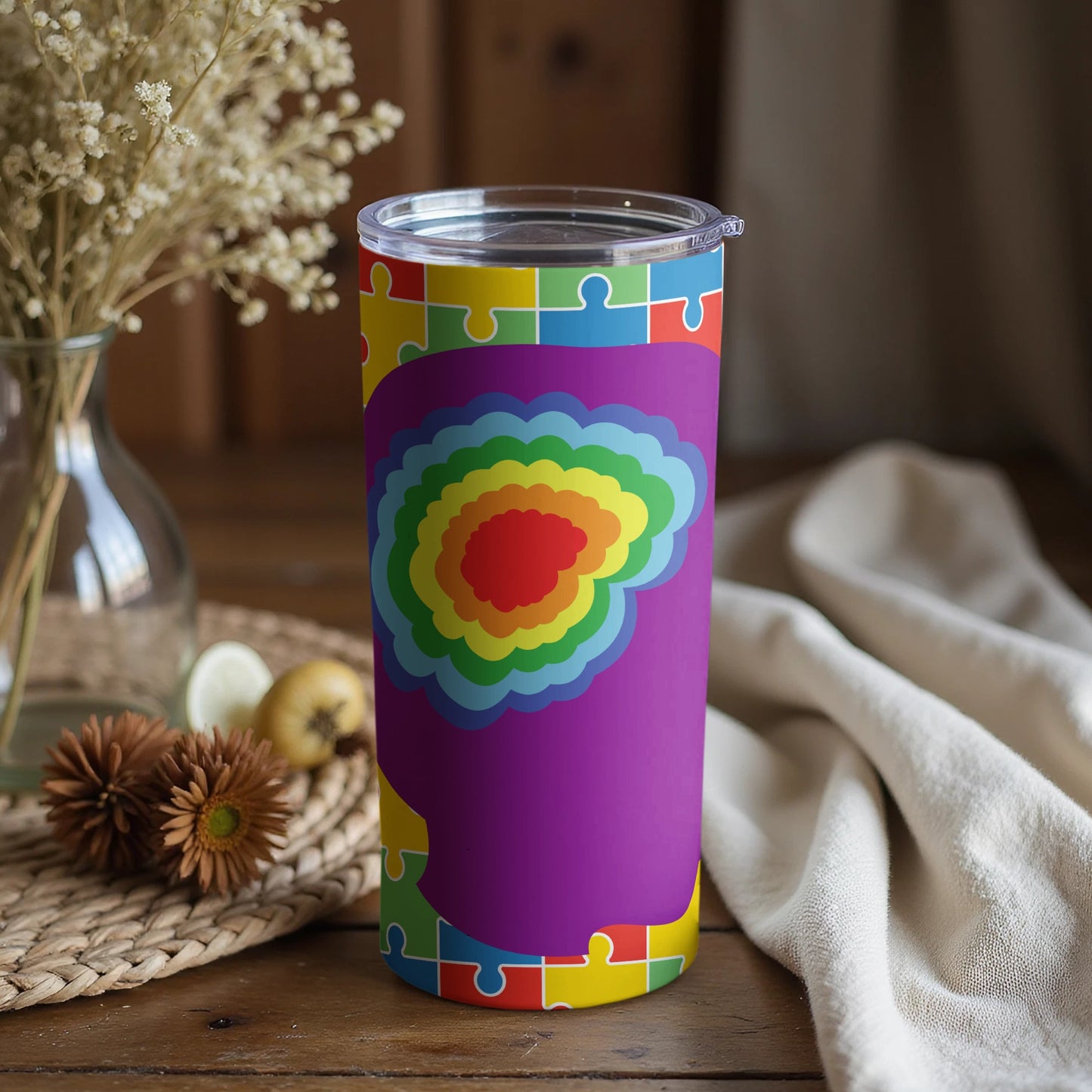 Vibrant Puzzle Design Rainbow Theme Colorful Tumbler