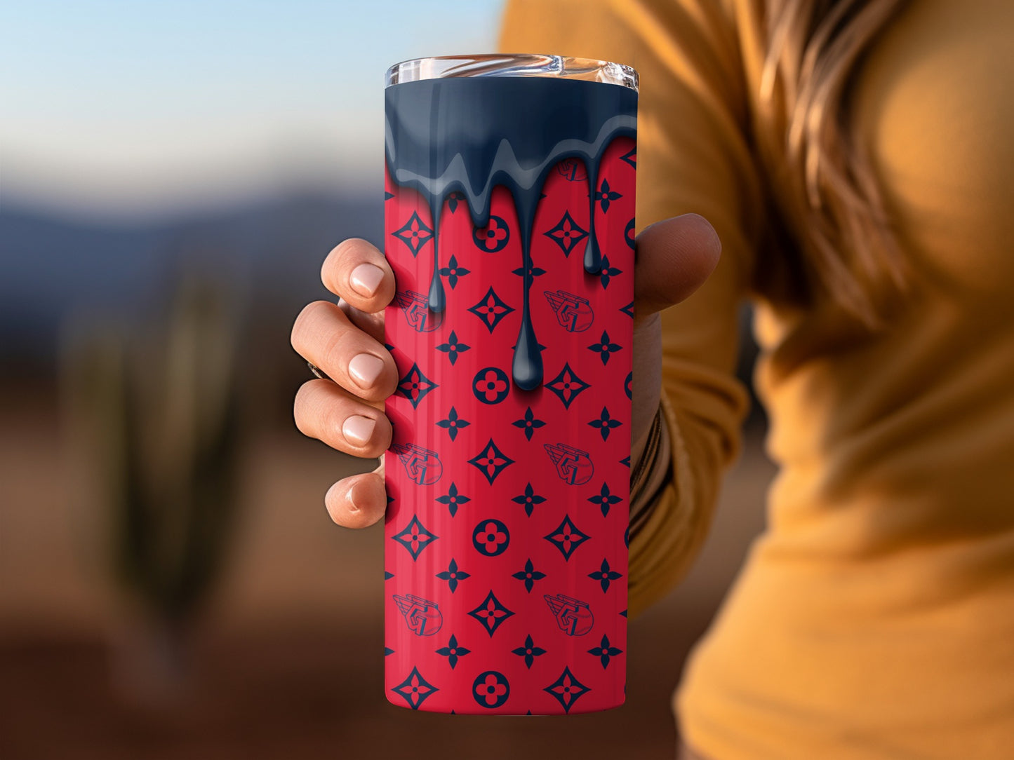 Cleveland Baseball Dripping Pattern Design Unique Tumblers