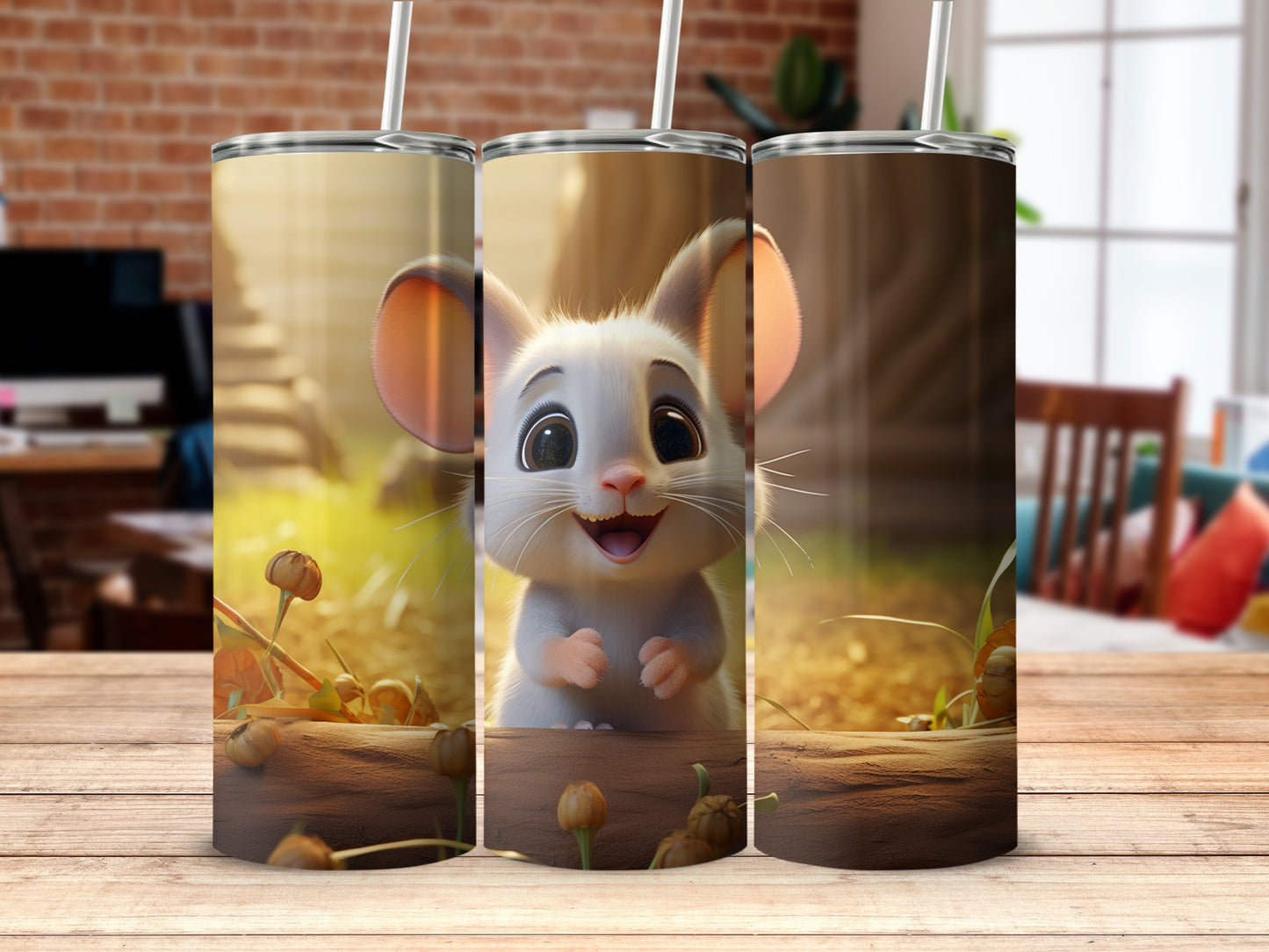 Cute Adorable Mouse Tumbler with Straw for Kids