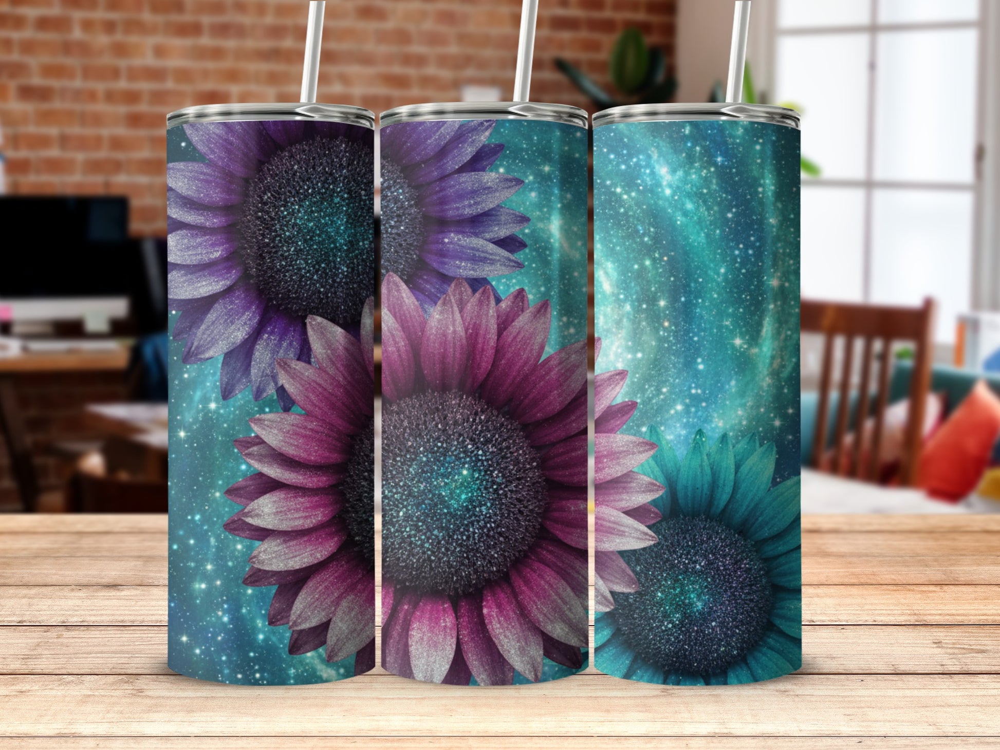 Colorful Sunflower Galaxy Design Tumbler Product