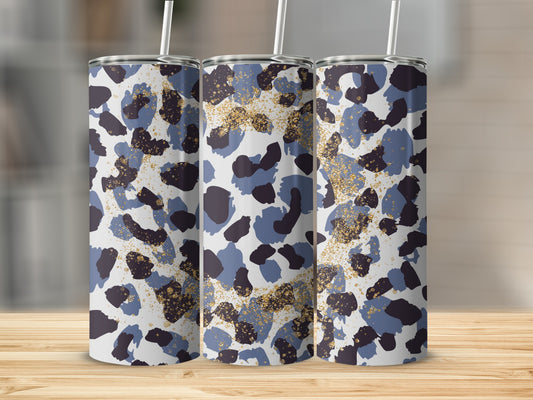 Blue and Gold Abstract Animal Print Design Tumbler
