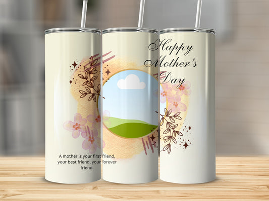 Happy Mother's Day Tumbler with Floral Design