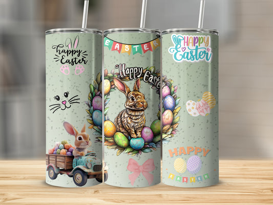 Happy Easter Bunny Eggs Design Insulated Tumbler