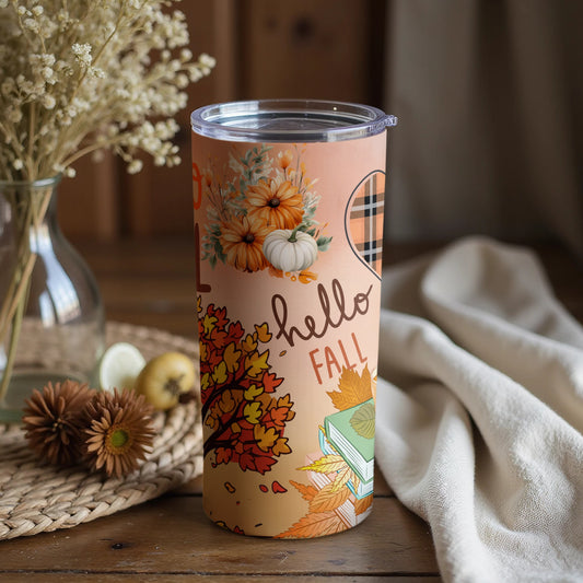 Hello Fall Autumn Floral Insulated Travel Mug