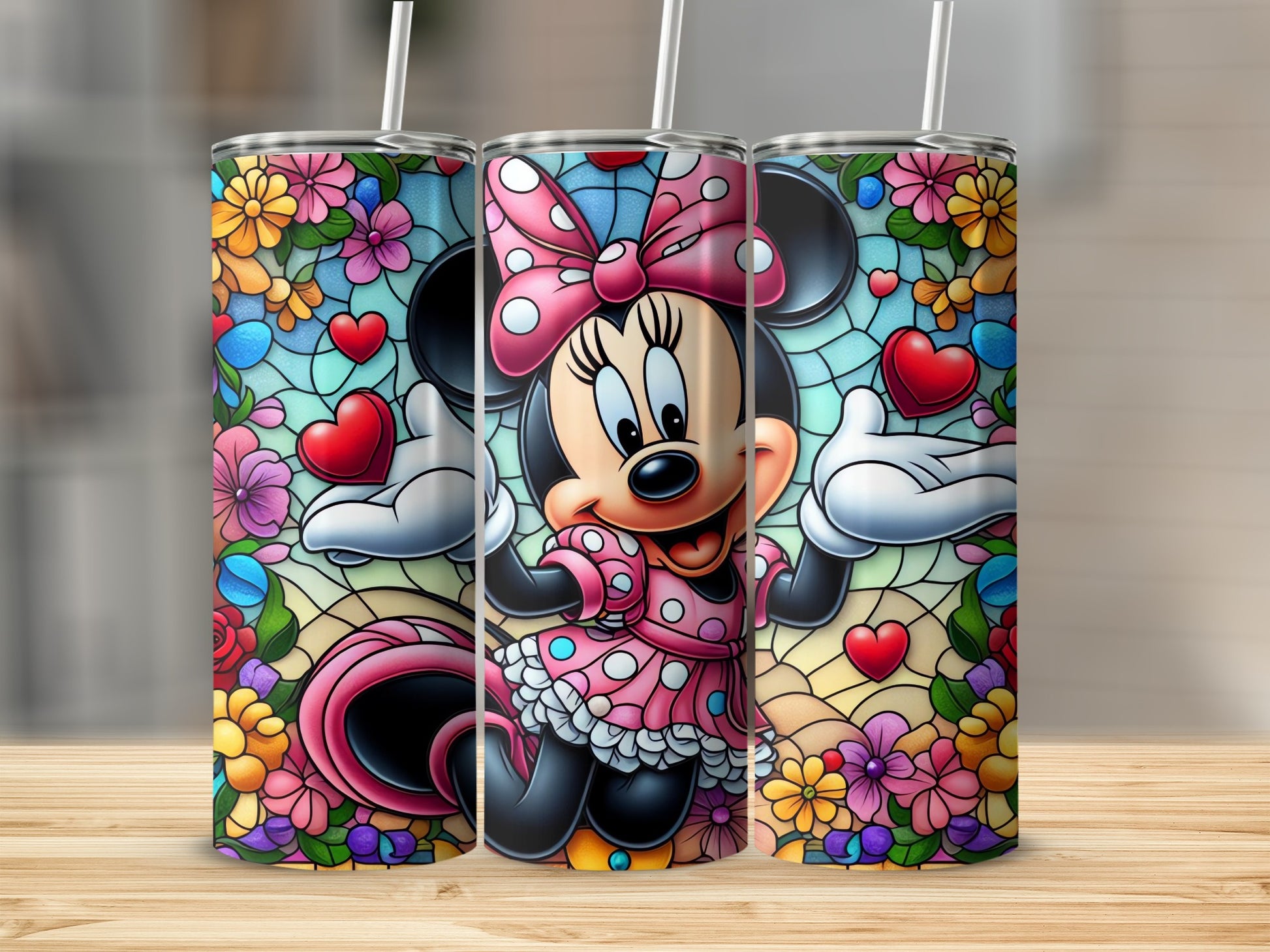 Colorful Minnie Mouse Floral Design Tumbler product