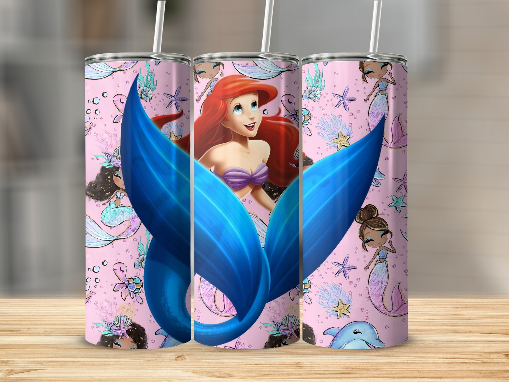 Mermaid Fantasy Tumbler with Colorful Ocean Design