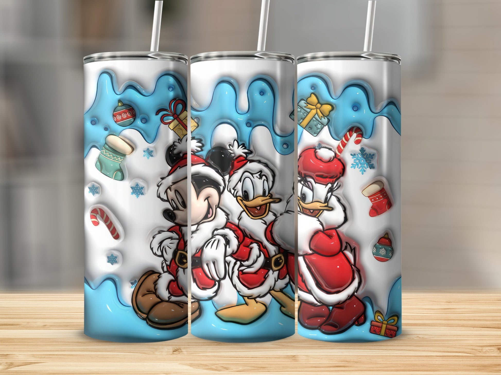 Festive Christmas Cartoon Characters Tumbler Cup