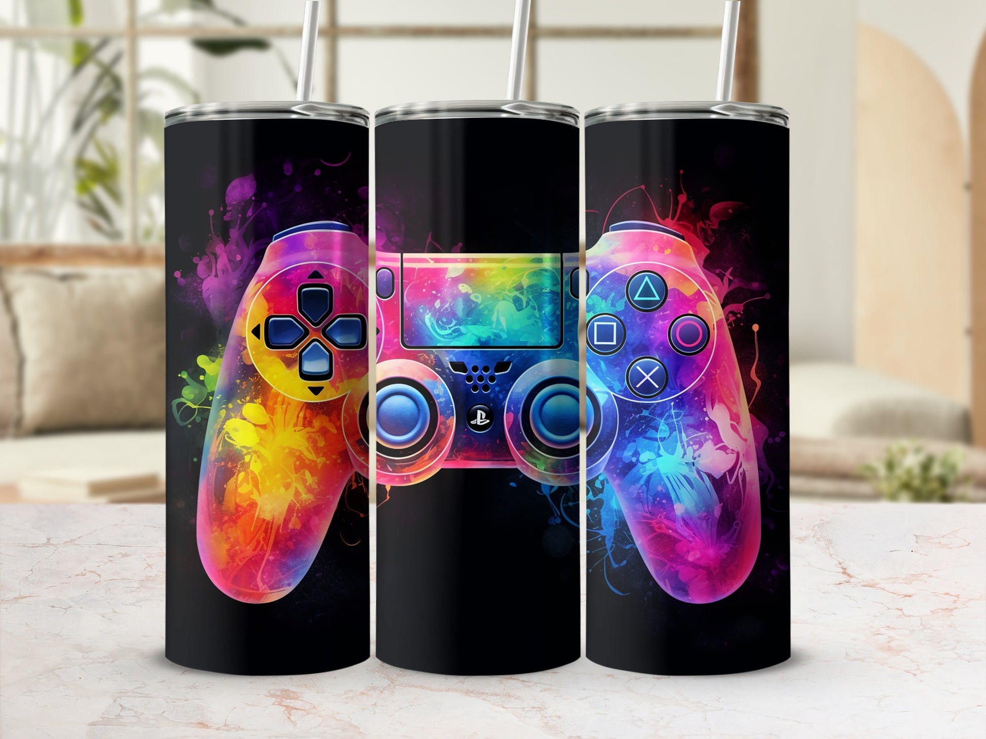 Colorful Gaming Controller Design Tumbler Cup