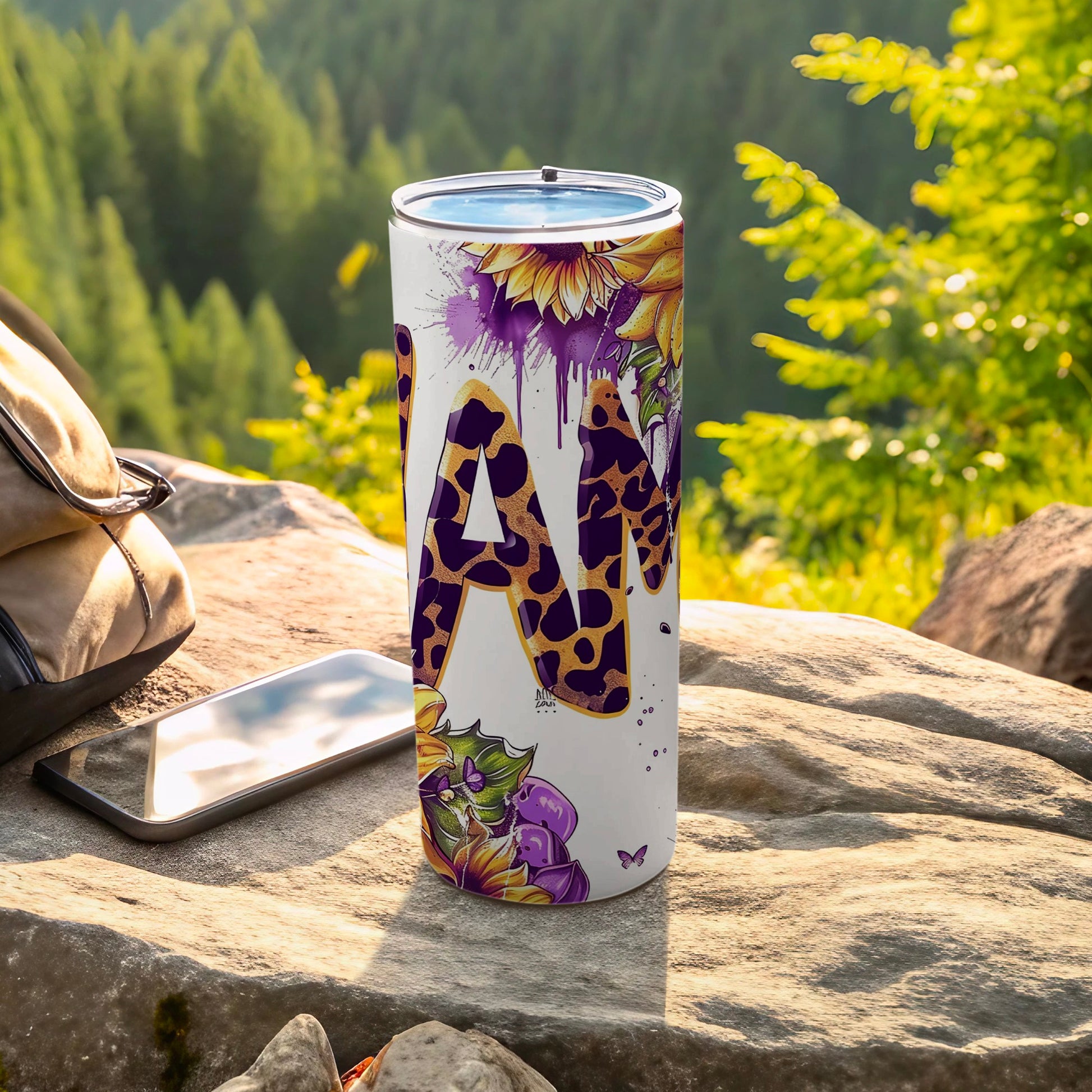 Sunflower and Leopard Print Travel Tumbler