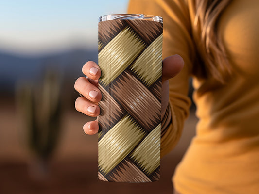 Wicker Pattern Design Brown With Beige Stripes Tumblers