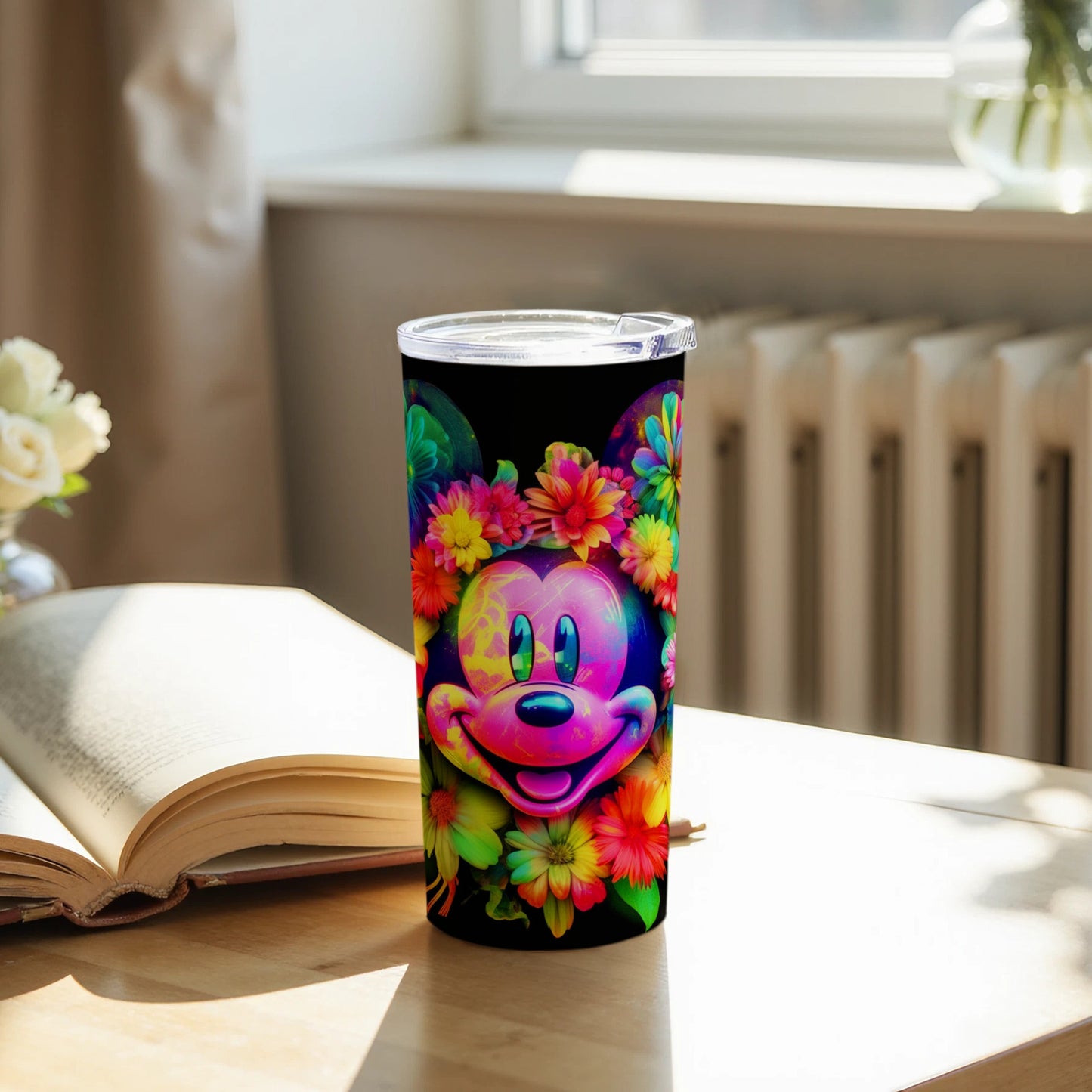 Colorful Floral Cartoon Character Tumbler Cup