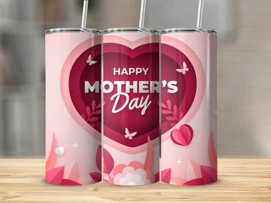 Happy Mother's Day Pink Heart Design Tumbler