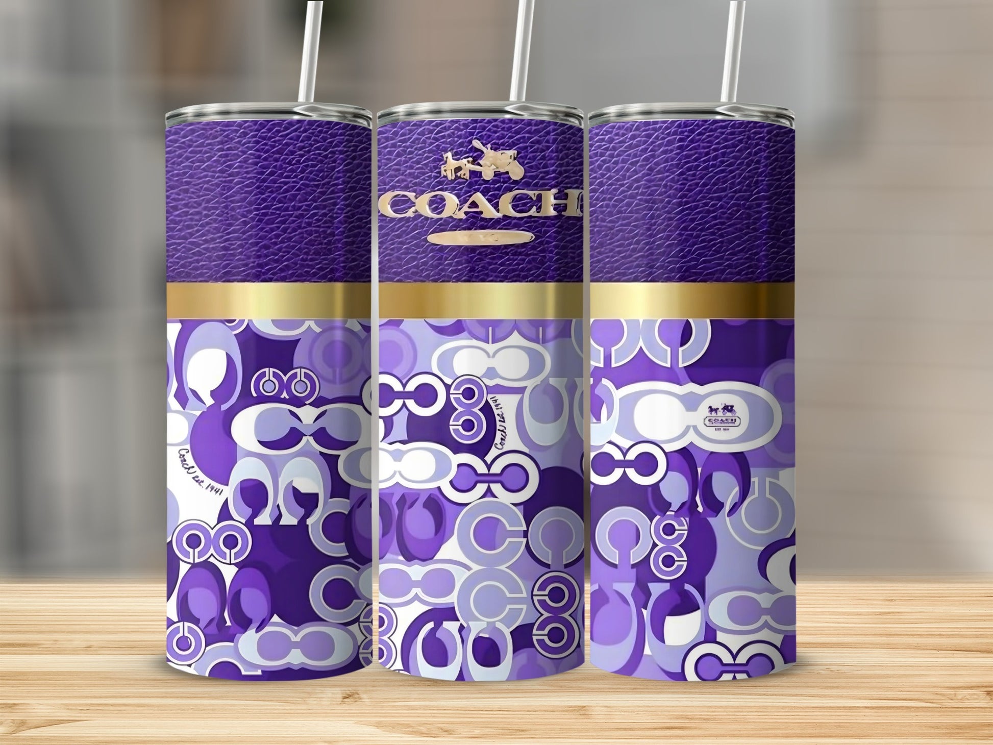 Stylish Purple Designer Logo Pattern Tumbler