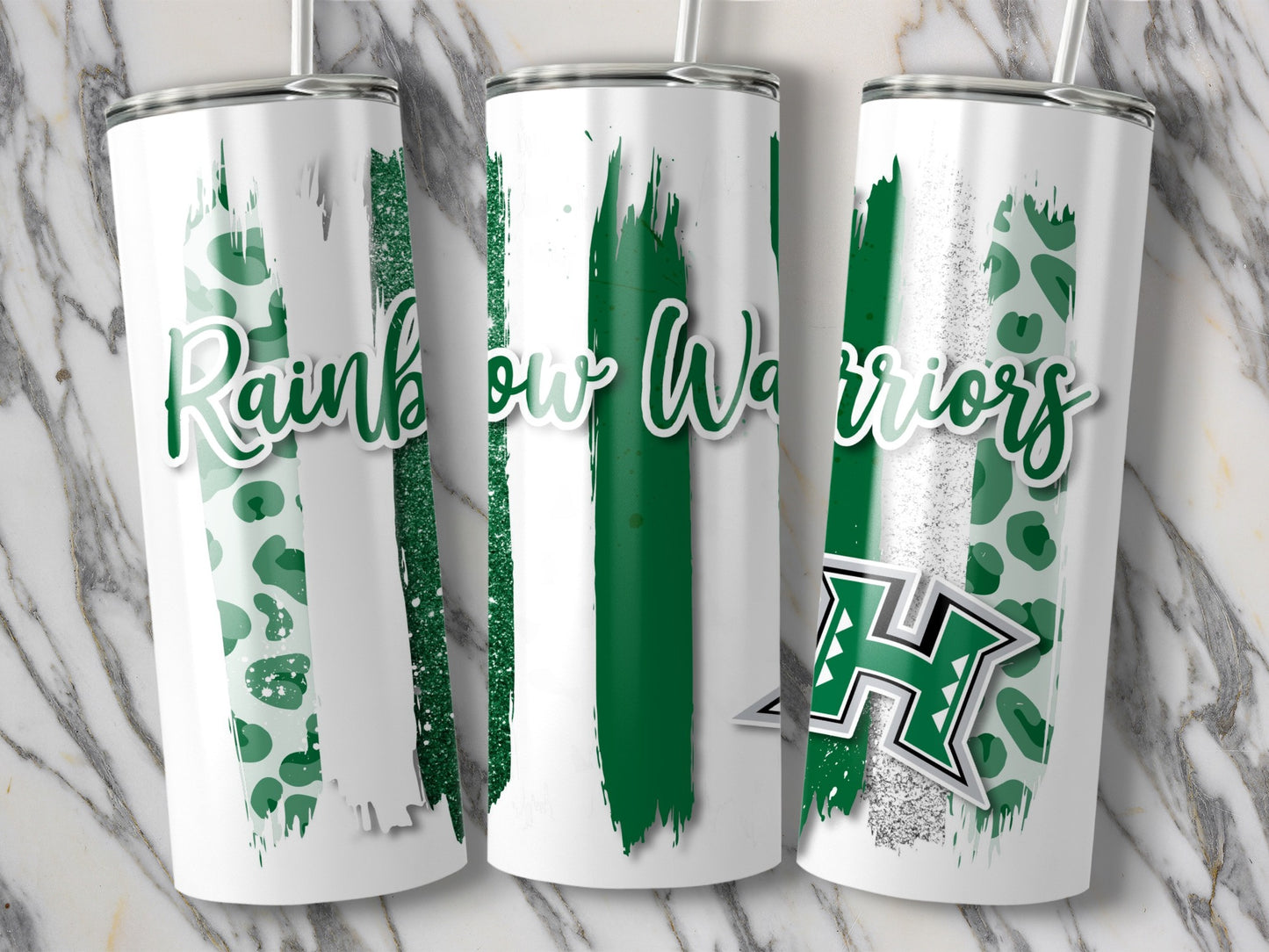Rainbow Warriors With H Logo Stripes Art Design Tumblers
