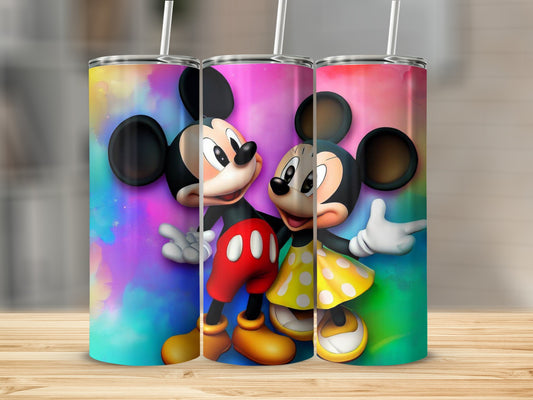 Colorful Mickey and Minnie Mouse Stainless Steel Tumbler
