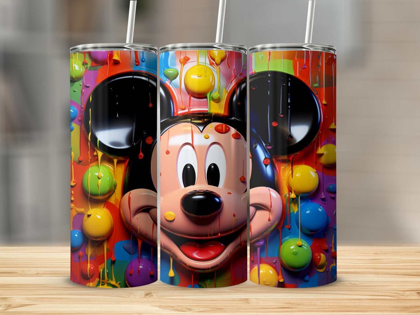 Colorful Mickey Mouse Drip Design Tumbler 20oz Cup
