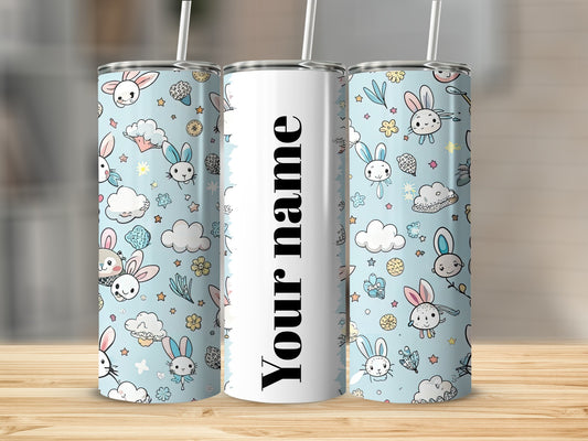 Personalized Cute Bunny and Cloud Design Tumbler