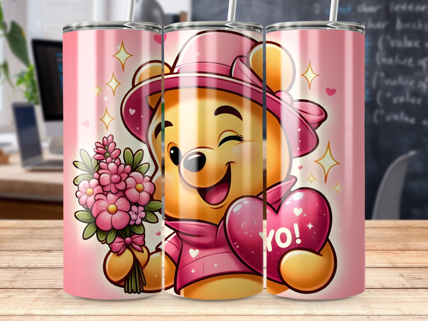 Adorable Bear with Bouquet and Heart Tumbler