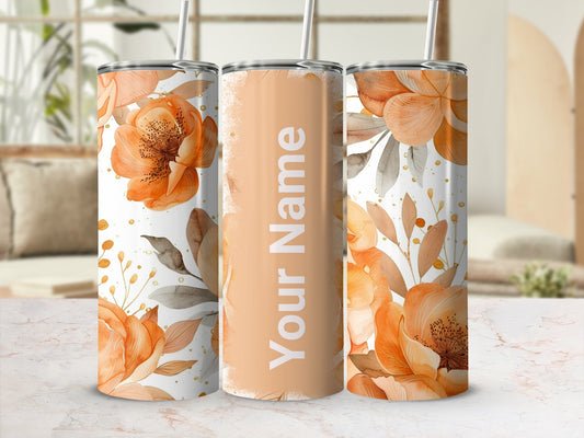 Personalized Floral Design Tumbler for Your Name