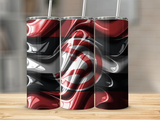 Flowing Reds And Blacks With Symbol Centered Tumblers