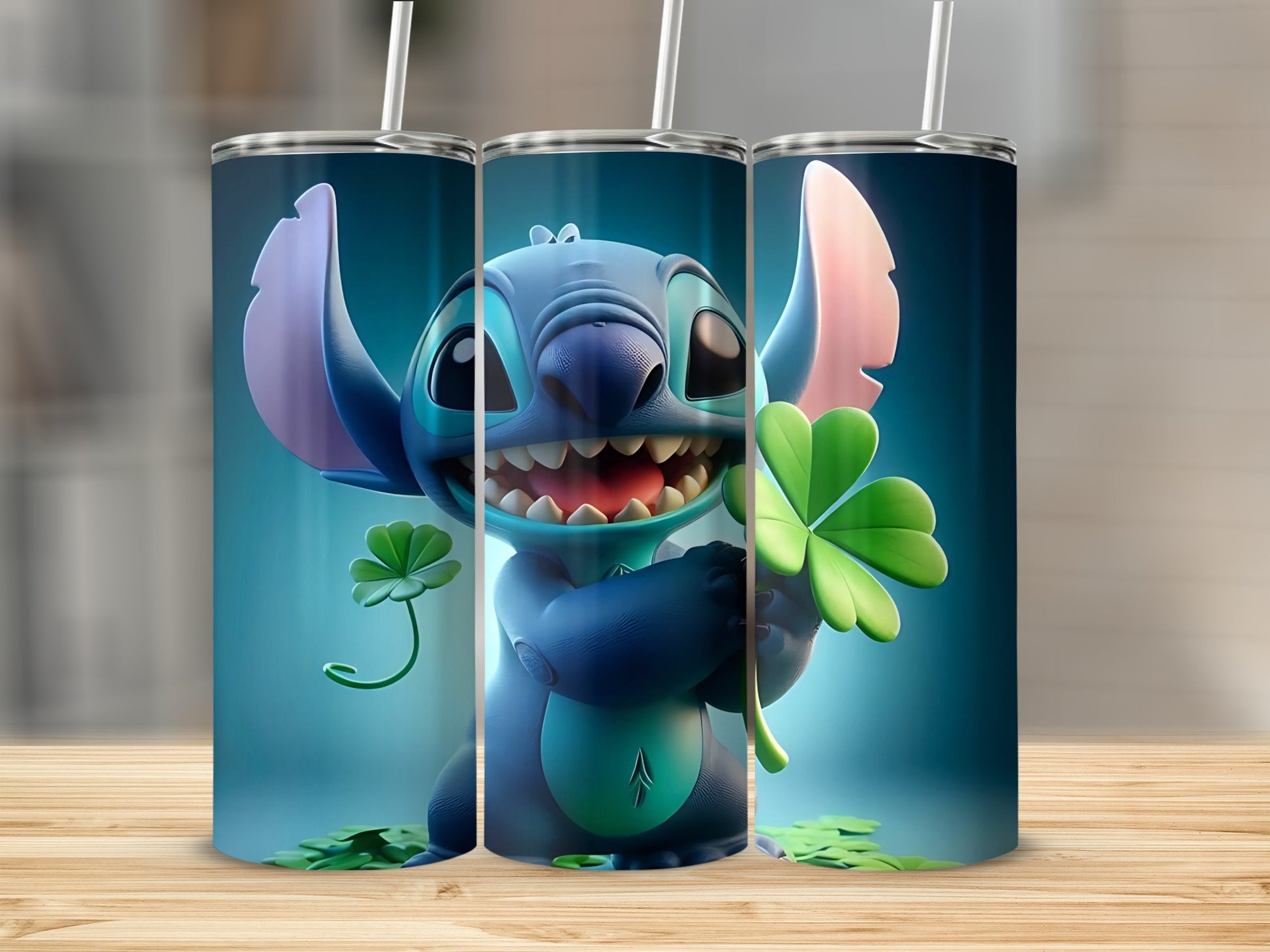 Adorable Character with Clover Design Tumbler