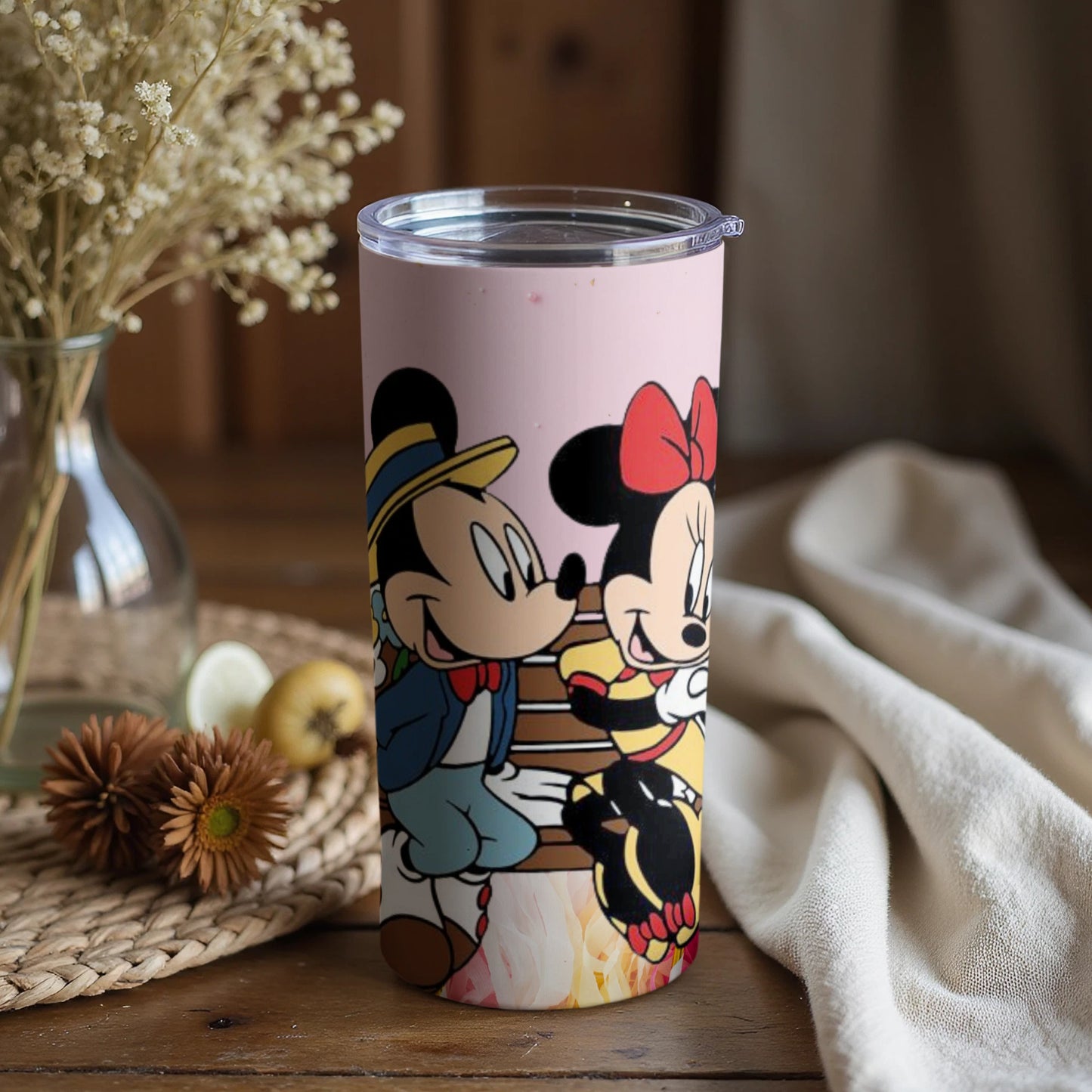 Stylish Mickey and Minnie Mouse Character Design Tumbler
