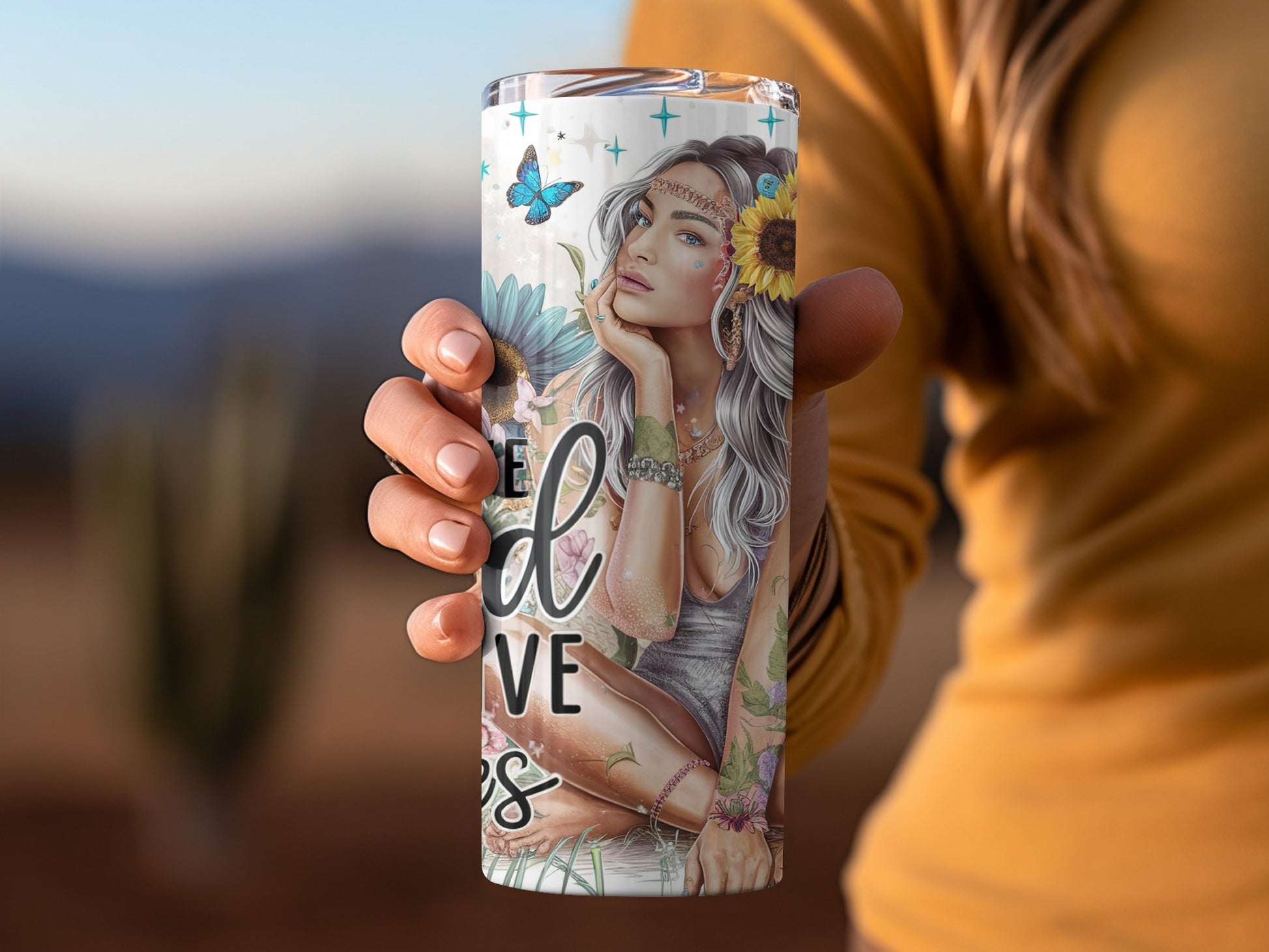 Boho Dreamer and Floral Design Insulated Tumbler