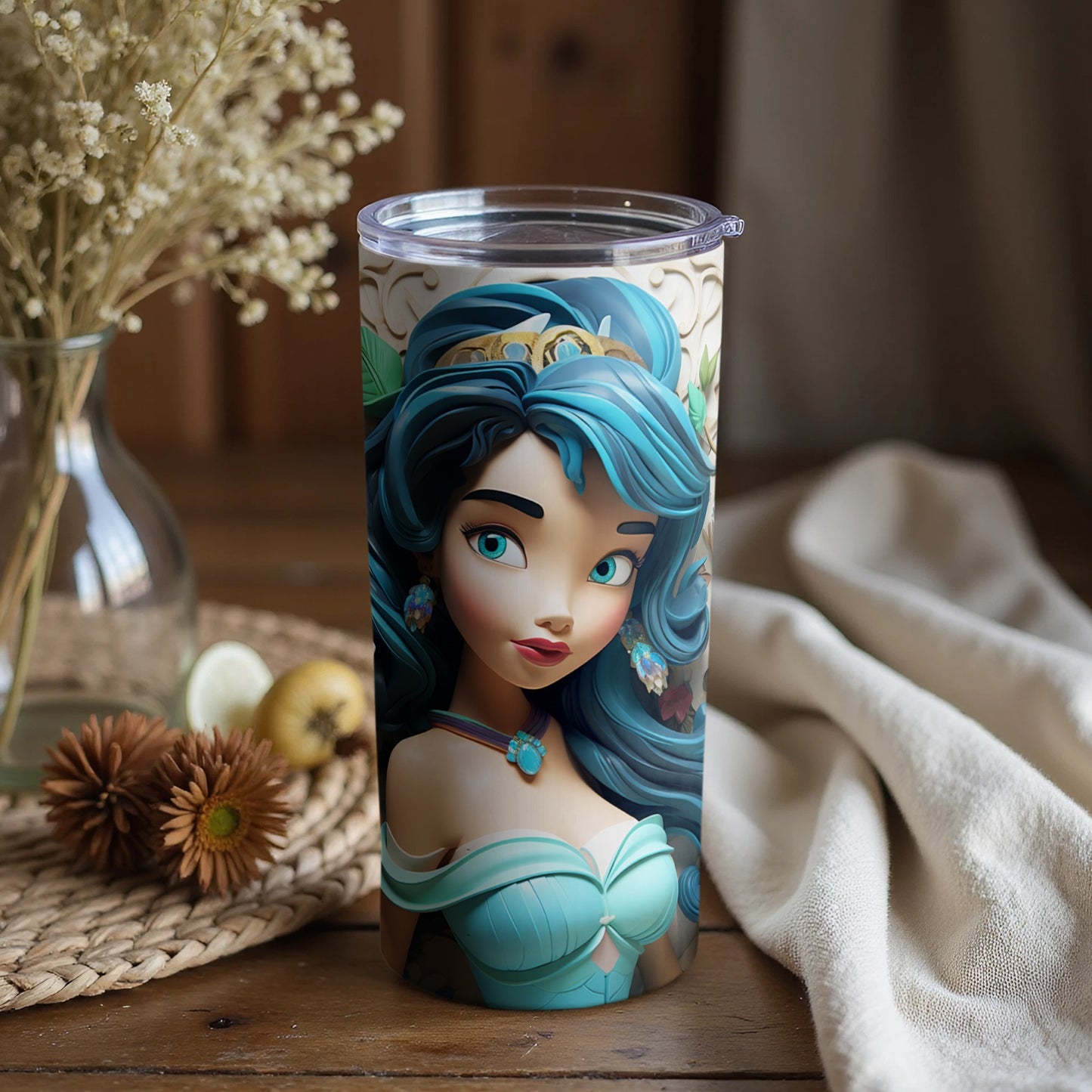 Beautifully Illustrated Princess Theme Tumbler
