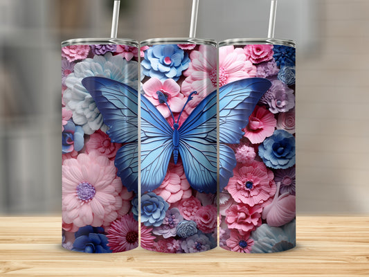 Pink blue flowers butterfly vibrant beautiful product type