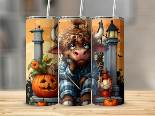 Adorable Highland Cow Halloween Theme Tumbler Product