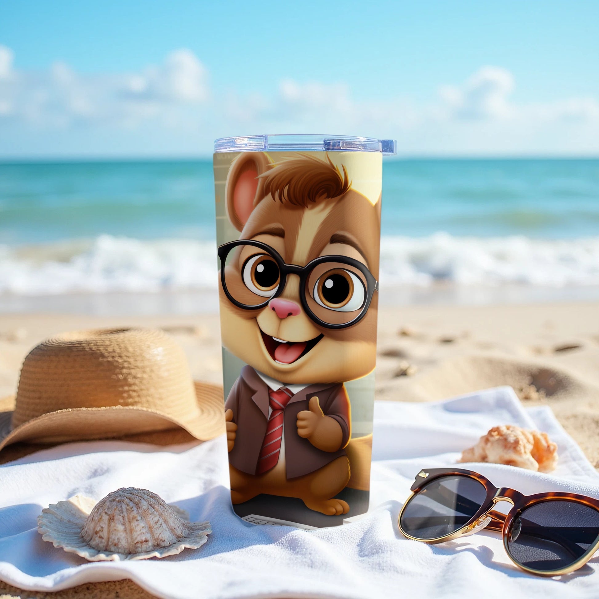 Cute Chipmunk Character Glasses Suit Thumbs Up Tumbler product type